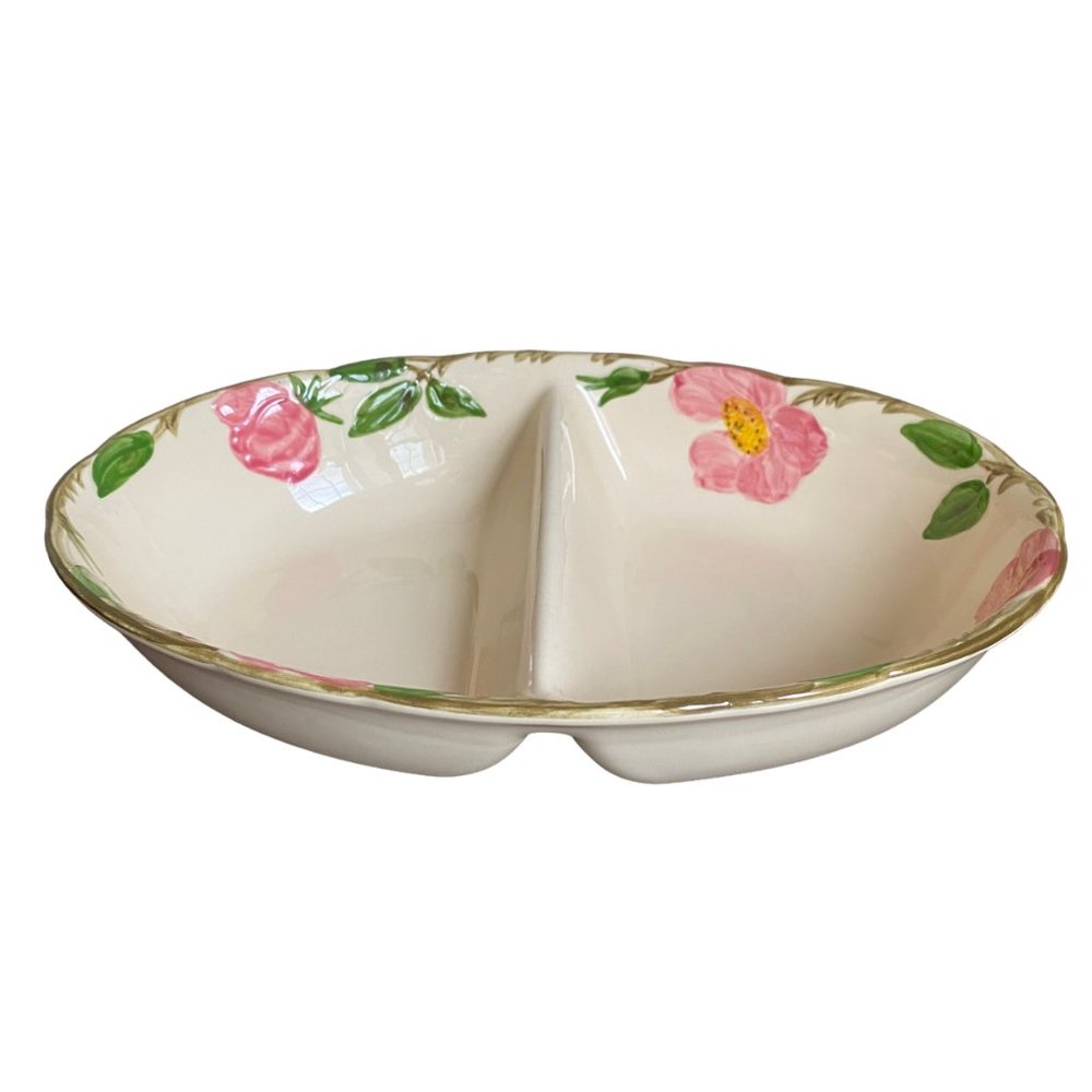 Vintage 1964 - 1966 Franciscan Desert Rose Oval Divided Dish Serving Bowl USA